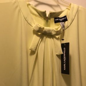 Karl Lagerfeld Pale yellow short sleeve blouse with ready tied bow